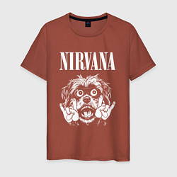 Футболка хлопковая мужская Nirvana rock dog, цвет: кирпичный