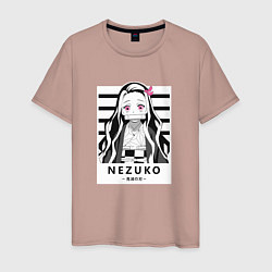 Футболка хлопковая мужская Nezuko girl hunter one, цвет: пыльно-розовый