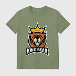 Футболка хлопковая мужская Медведь король, цвет: авокадо