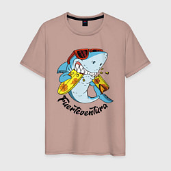 Футболка хлопковая мужская Fuerteventura summer style - shark, цвет: пыльно-розовый