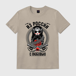 Футболка хлопковая мужская Боевая славянская матрёшка - русский стиль, цвет: миндальный