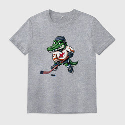 Футболка хлопковая мужская Crocodile is the forward of the New Jersey devils, цвет: меланж