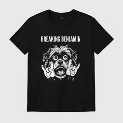 Футболка хлопковая мужская Breaking Benjamin rock dog, цвет: черный