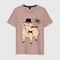 Мужская футболка Свин в цилиндре