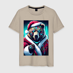 Мужская футболка Cyber bear - Santa Claus