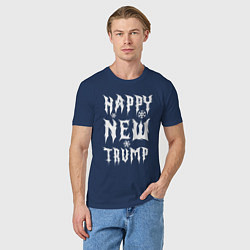 Футболка хлопковая мужская Happy new Trump - motto, цвет: тёмно-синий — фото 2