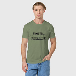 Футболка хлопковая мужская Time to minecraft, цвет: авокадо — фото 2