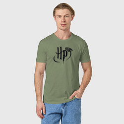 Футболка хлопковая мужская Harry Potter logo, цвет: авокадо — фото 2