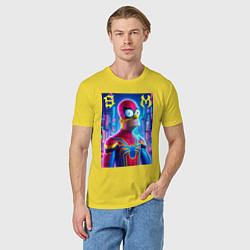 Футболка хлопковая мужская Homer Simpson and Spider man - collaboration, цвет: желтый — фото 2