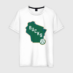 Футболка хлопковая мужская Bucks team, цвет: белый