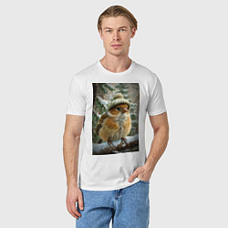 Футболка хлопковая мужская Воробей в шапке, цвет: белый — фото 2