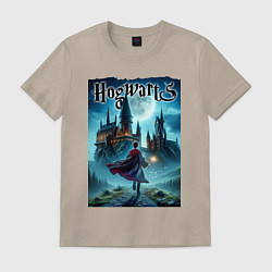 Мужская футболка Harry Potter with a magic wand - Hogwarts