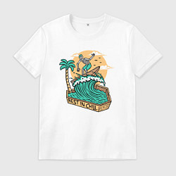 Футболка хлопковая мужская Rest in chill, цвет: белый