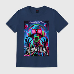 Футболка хлопковая мужская Metallica - playbill of the intergalactic tour, цвет: тёмно-синий