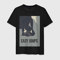 Футболка хлопковая мужская Easy jumps in boots, цвет: черный