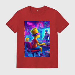 Футболка хлопковая мужская Барт и Мэгги выбирают персонажа, цвет: красный