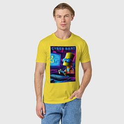 Футболка хлопковая мужская Cyber Bart is an avid gamer, цвет: желтый — фото 2