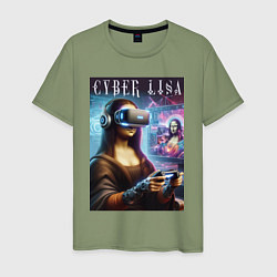 Мужская футболка Mona Lisa on a virtual helmet