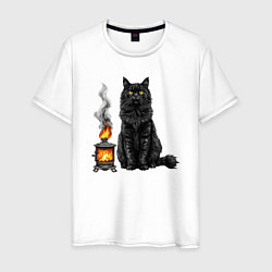 Мужская футболка Кот с печкой