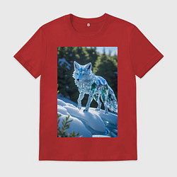 Мужская футболка Кристальный волк на снегу