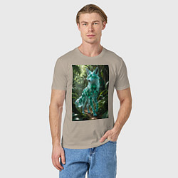 Футболка хлопковая мужская Кристальный волк в джунглях, цвет: миндальный — фото 2