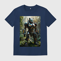 Мужская футболка Кибер-пантера вышла на охоту