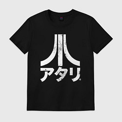 Футболка хлопковая мужская Atari retro japan logo, цвет: черный
