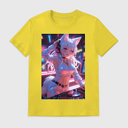 Мужская футболка Лиса диджей в клубе