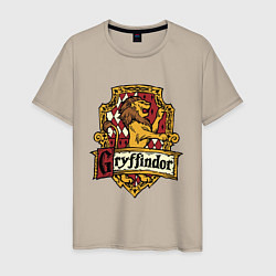 Футболка хлопковая мужская Hogwarts - gryffindor logo, цвет: миндальный