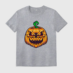 Футболка хлопковая мужская Halloween pumpkin, цвет: меланж