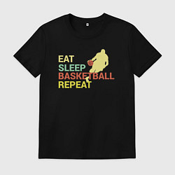 Футболка хлопковая мужская Еда сон баскетбол, цвет: черный