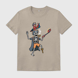 Футболка хлопковая мужская Пиратское селфи, цвет: миндальный