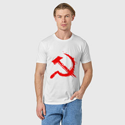 Футболка хлопковая мужская Sickle and hammer red paint, цвет: белый — фото 2