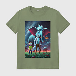 Футболка хлопковая мужская Слон похожий на Рика Санчеса - прикол, цвет: авокадо