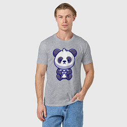 Футболка хлопковая мужская Геймер панда, цвет: меланж — фото 2