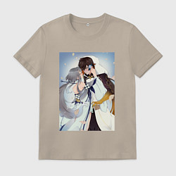 Футболка хлопковая мужская Джун Ли и Гуй Джун, цвет: миндальный