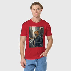 Футболка хлопковая мужская Леопард-модник житель Нью-Йорка, цвет: красный — фото 2