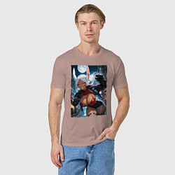 Футболка хлопковая мужская Мирко из Моя геройская академия в неофициальном ко, цвет: пыльно-розовый — фото 2