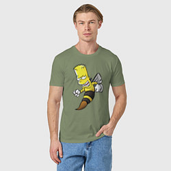 Футболка хлопковая мужская Барт Симпсон шершень - перевоплощение, цвет: авокадо — фото 2