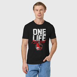 Футболка хлопковая мужская One life many fight, цвет: черный — фото 2