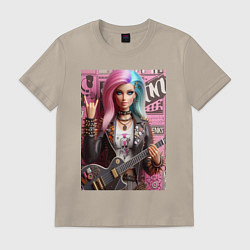Мужская футболка Barbie - punk guitarist ai art