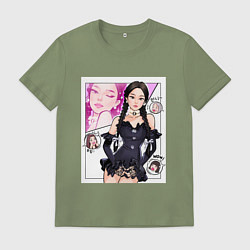 Футболка хлопковая мужская Blackpink - Jennie, цвет: авокадо