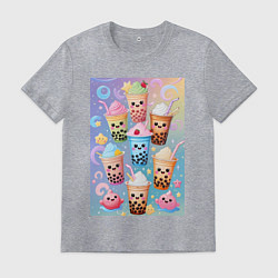 Мужская футболка Улыбающиеся яркие разноцветные стаканчики с bubble