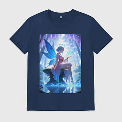 Мужская футболка Прекрасная фея посреди лесного пруда