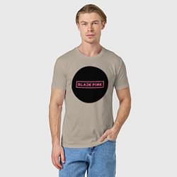 Футболка хлопковая мужская Blackpink logotype - group of South Korea, цвет: миндальный — фото 2