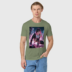 Футболка хлопковая мужская Тифа Локхарт из Final Fantasy VII в стиле киберпан, цвет: авокадо — фото 2