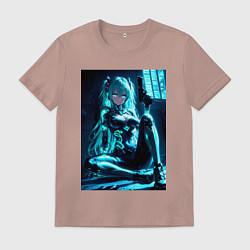 Мужская футболка Девушка киборг в стиле Cyberpunk