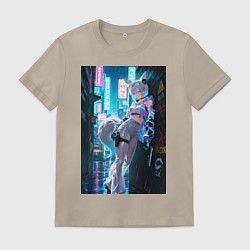 Мужская футболка Лиса наемник в стиле Cyberpunk