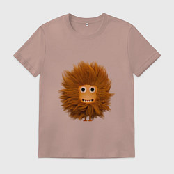 Футболка хлопковая мужская Funny cartoon monster, цвет: пыльно-розовый