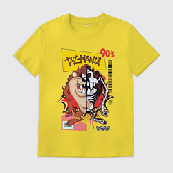 Футболка хлопковая мужская Taz mania - тасманский дьявол, цвет: желтый